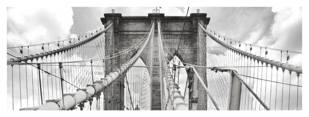 Morning on Brooklyn Bridge, NYC-Paper Art-46"x17.4"