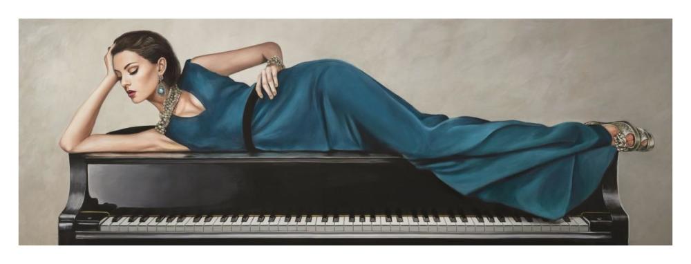 Piano Lady-Paper Art-38"x14"