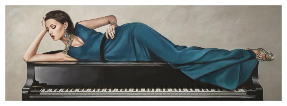 Piano Lady-Paper Art-56"x20"