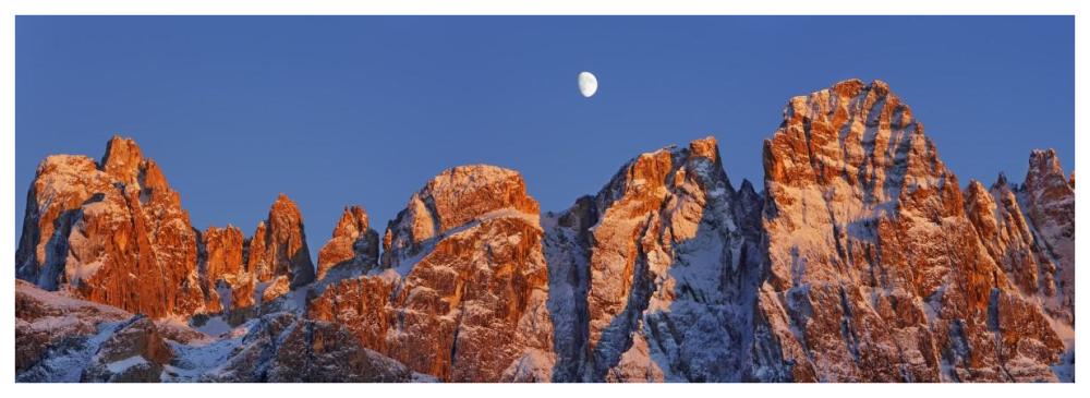Pale di San Martino and moon, Italy-Paper Art-74"x26"