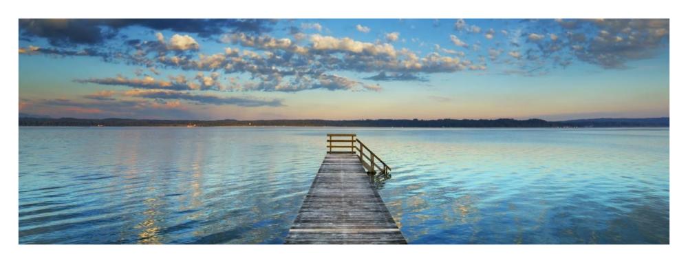 Boat ramp and filigree clouds, Bavaria, Germany-Paper Art-38"x14"