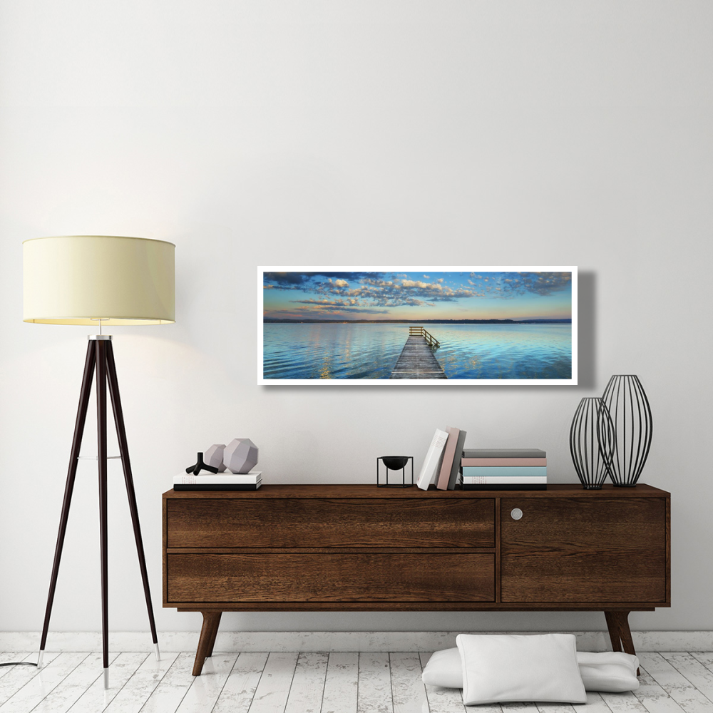 Boat ramp and filigree clouds, Bavaria, Germany-Paper Art-56&quotx20"