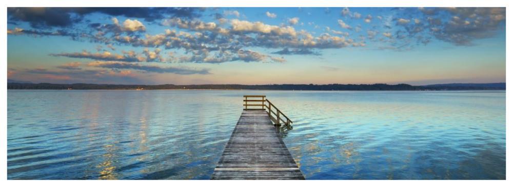 Boat ramp and filigree clouds, Bavaria, Germany-Paper Art-74"x26"