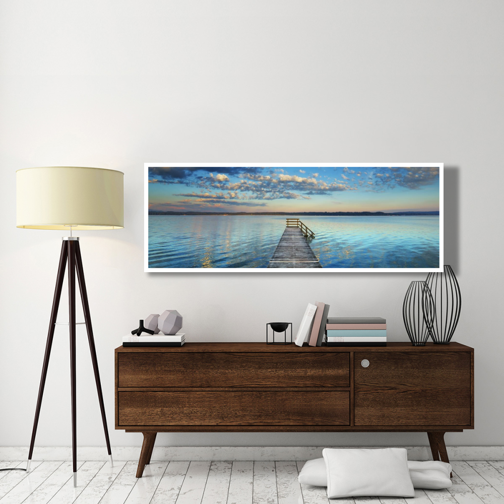Boat ramp and filigree clouds, Bavaria, Germany-Paper Art-74&quotx26"