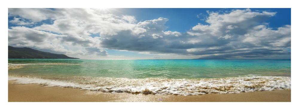 Baie Beau Vallon, Mahe, Seychelles-Paper Art-38"x14"