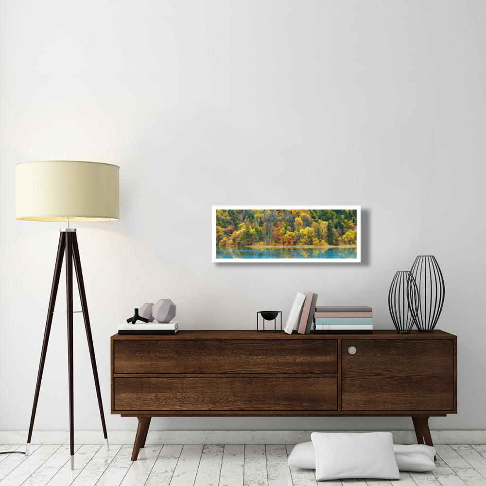 Lake and forest in autumn, China-Paper Art-38&quotx14"