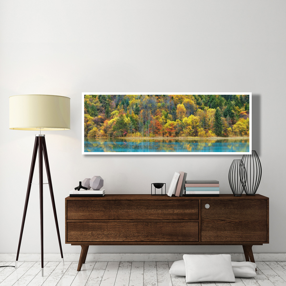 Lake and forest in autumn, China-Paper Art-74&quotx26"