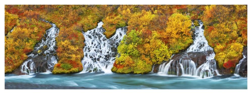 Hraunfossar Waterfall, Iceland-Paper Art-56"x20"