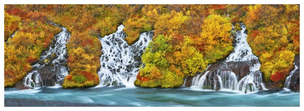 Hraunfossar Waterfall, Iceland-Paper Art-74"x26"