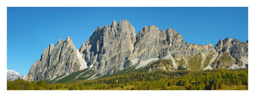 Pomagagnon and larches in autumn, Cortina d'Ampezzo, Dolomites, Italy-Paper Art-38"x14"