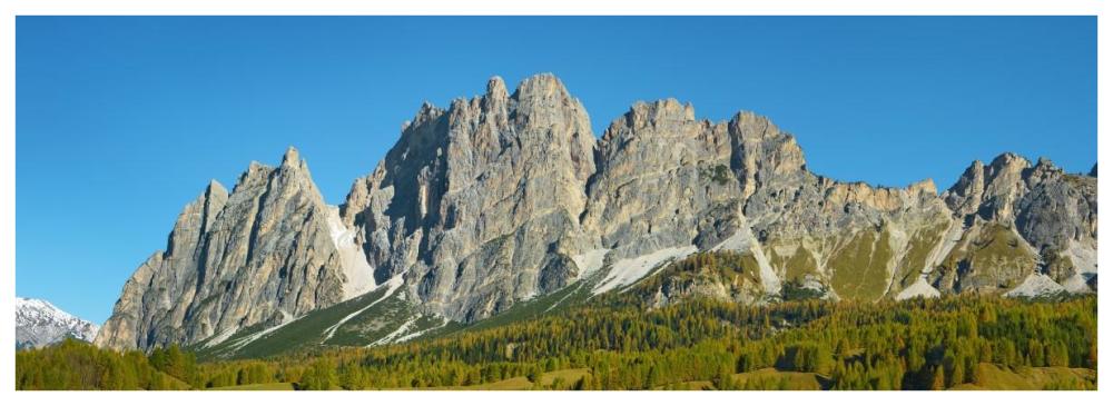 Pomagagnon and larches in autumn, Cortina d'Ampezzo, Dolomites, Italy-Paper Art-74"x26"