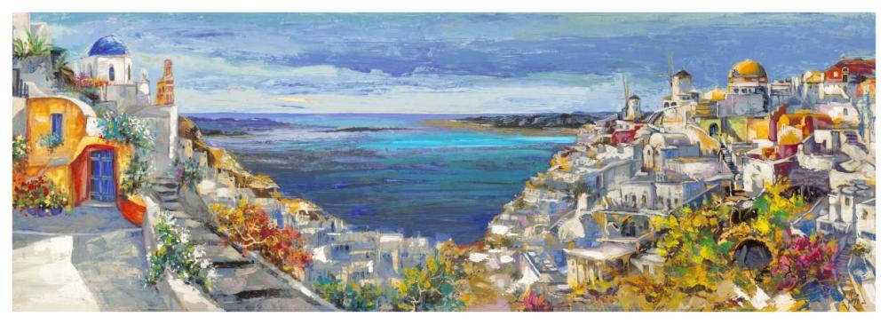 Santorini-Paper Art-74"x26"
