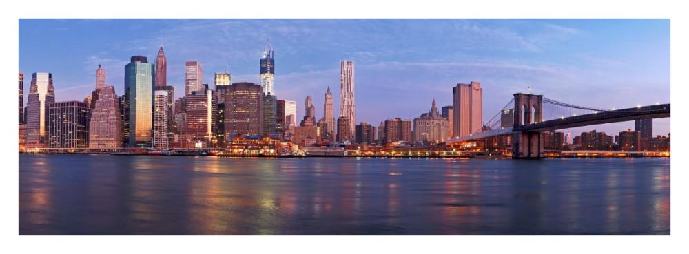 Manhattan and Brooklyn Bridge, NYC-Paper Art-38"x14"