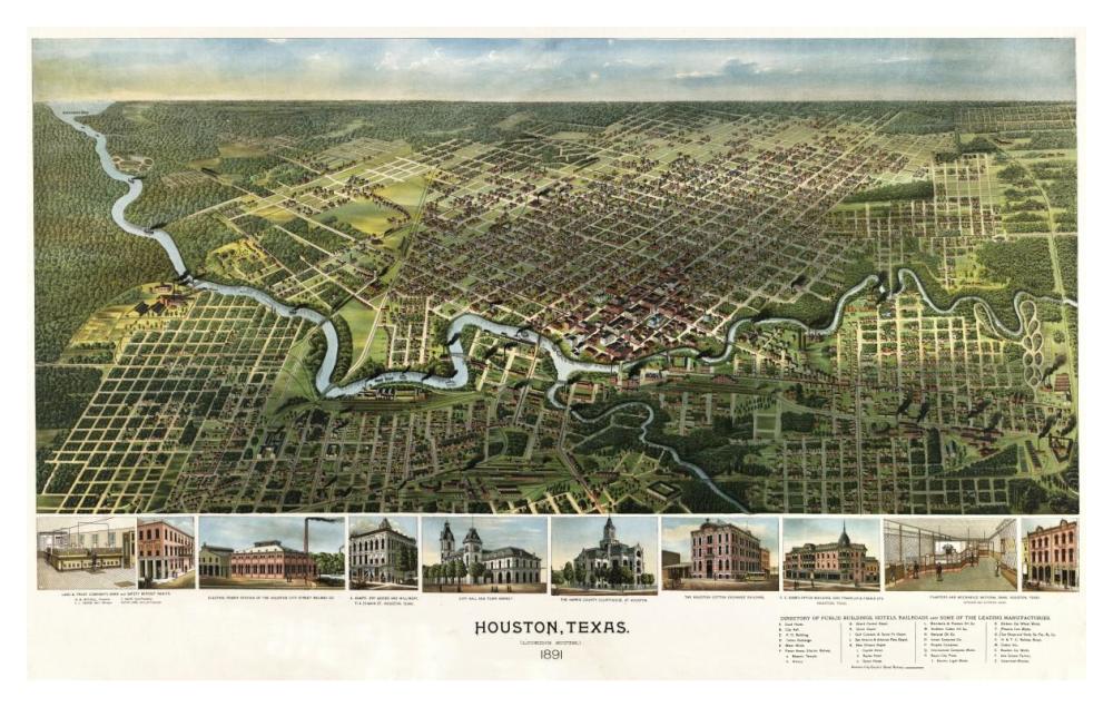Houston, Texas, 1891-Paper Art-42"x27"
