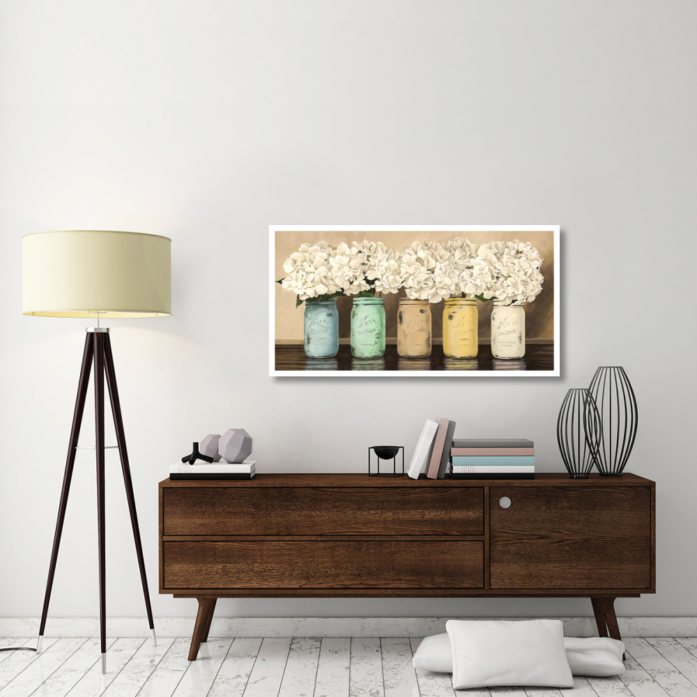 Hydrangeas in Mason Jars-Paper Art-50&quotx26"