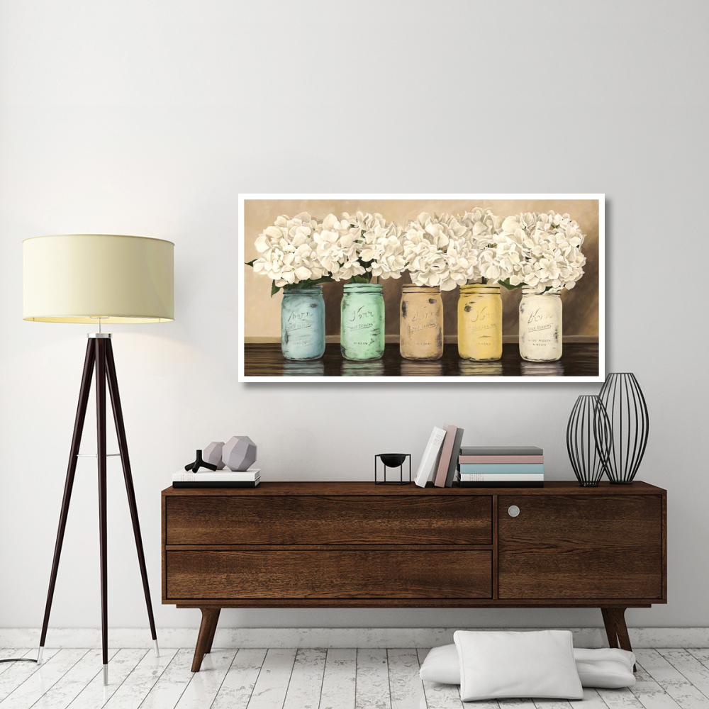 Hydrangeas in Mason Jars-Paper Art-62&quotx32"