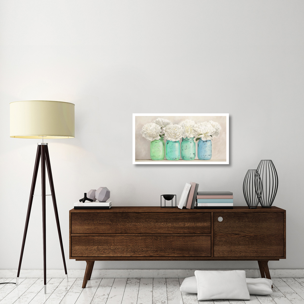Peonies in Mason Jars (detail)-Paper Art-38&quotx20"
