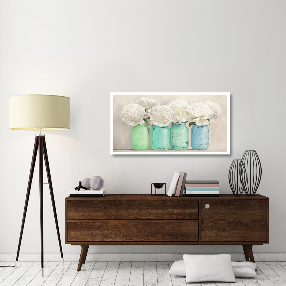 Peonies in Mason Jars (detail)-Paper Art-50&quotx26"