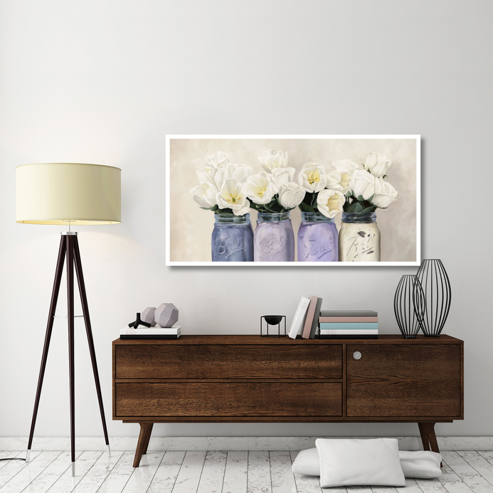 Tulips in Mason Jars (detail)-Paper Art-62&quotx32"