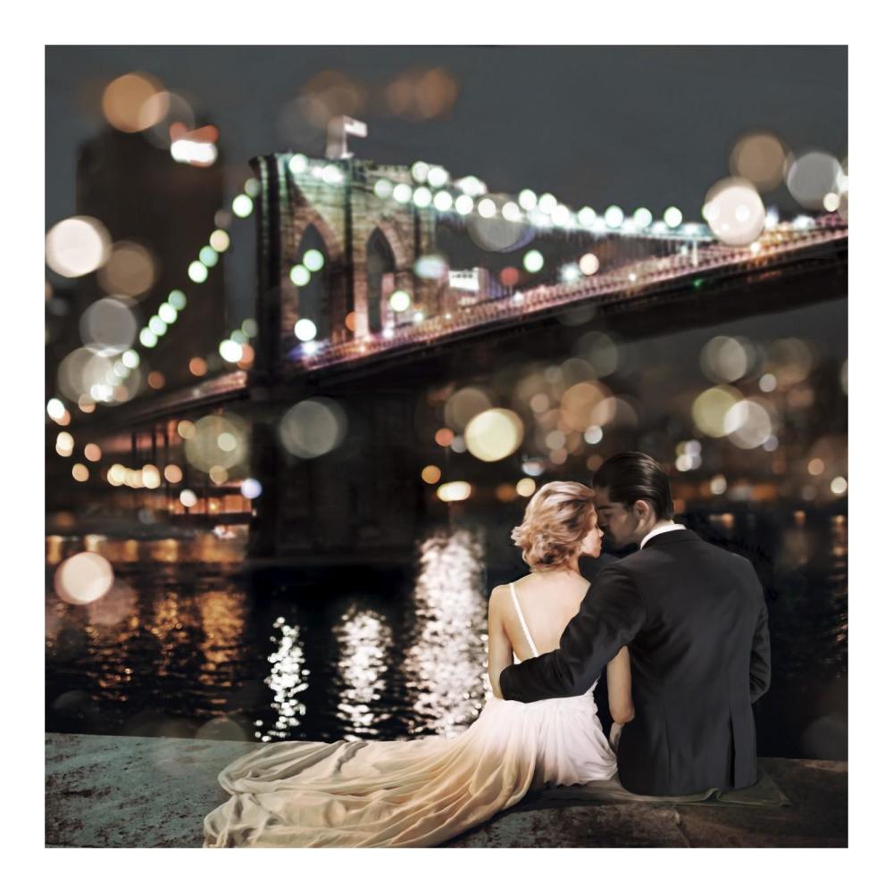 Kissing in a NY Night (detail)-Paper Art-20"x20"