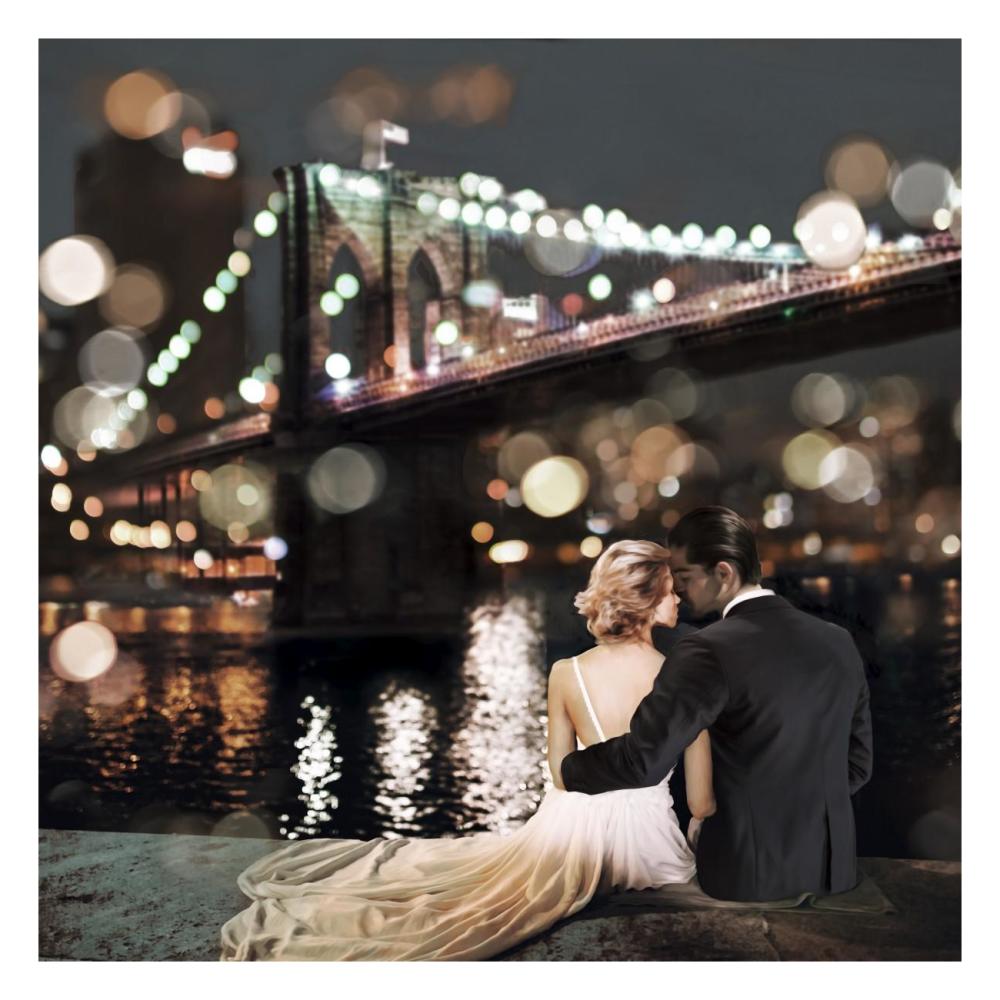 Kissing in a NY Night (detail)-Paper Art-26"x26"