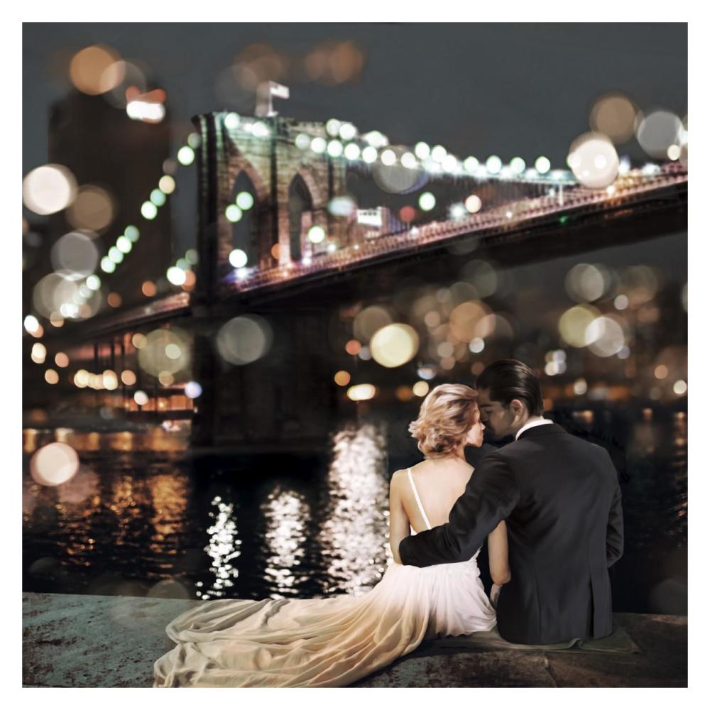 Kissing in a NY Night (detail)-Paper Art-32"x32"