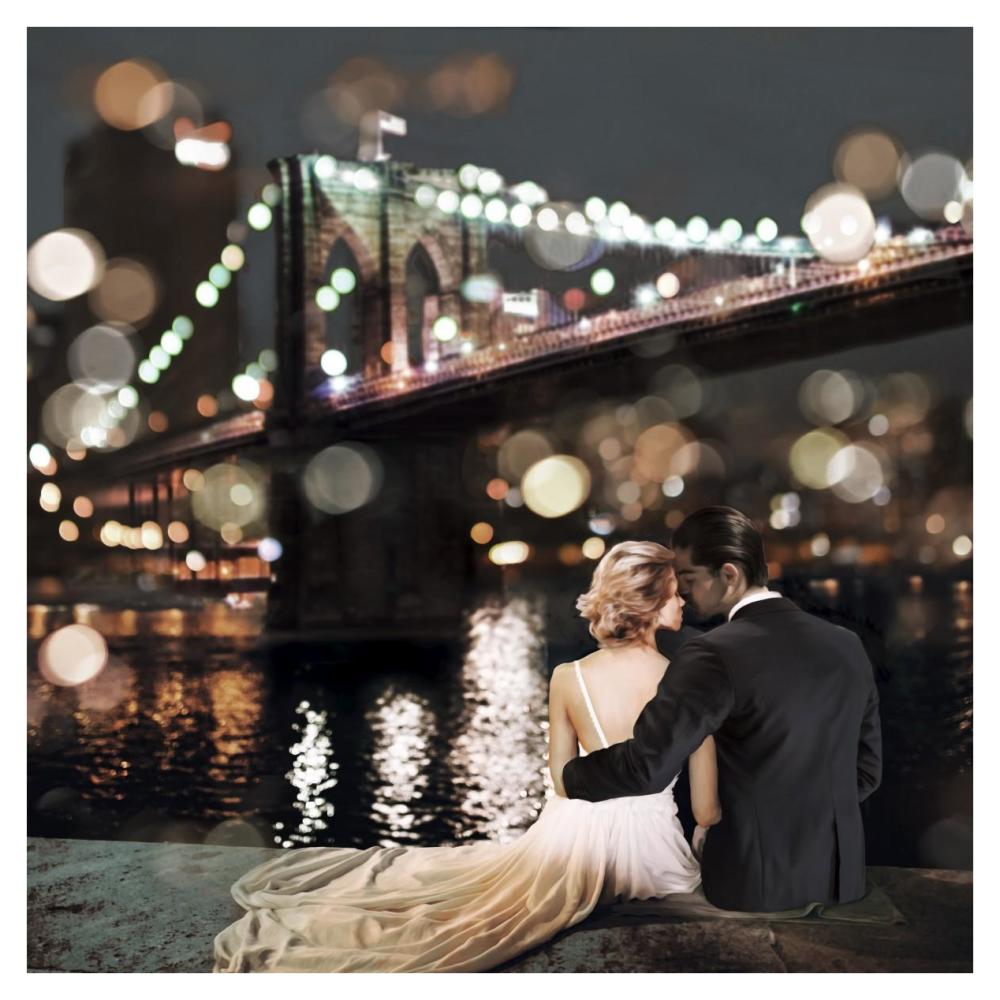 Kissing in a NY Night (detail)-Paper Art-38"x38"