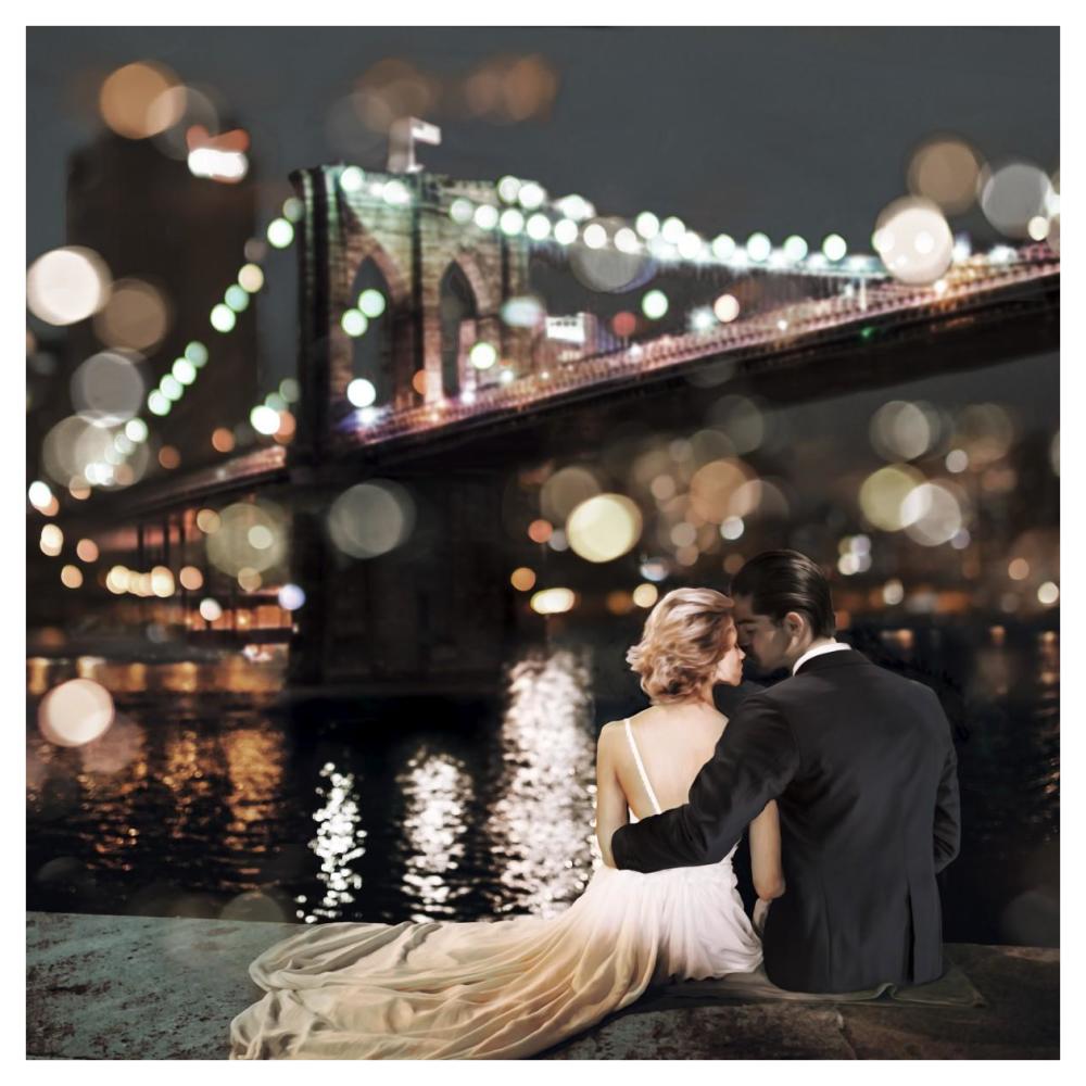 Kissing in a NY Night (detail)-Paper Art-42"x42"