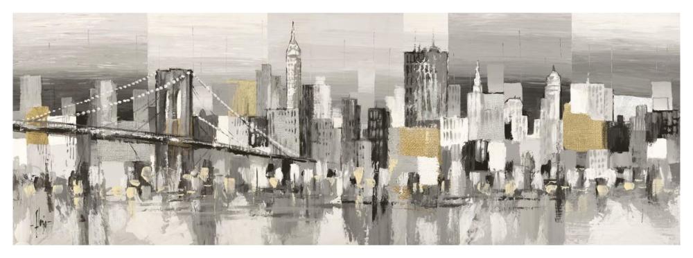 Manhattan & Brooklyn Bridge-Paper Art-56"x20"