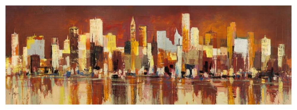 Manhattan al tramonto-Paper Art-56"x20"