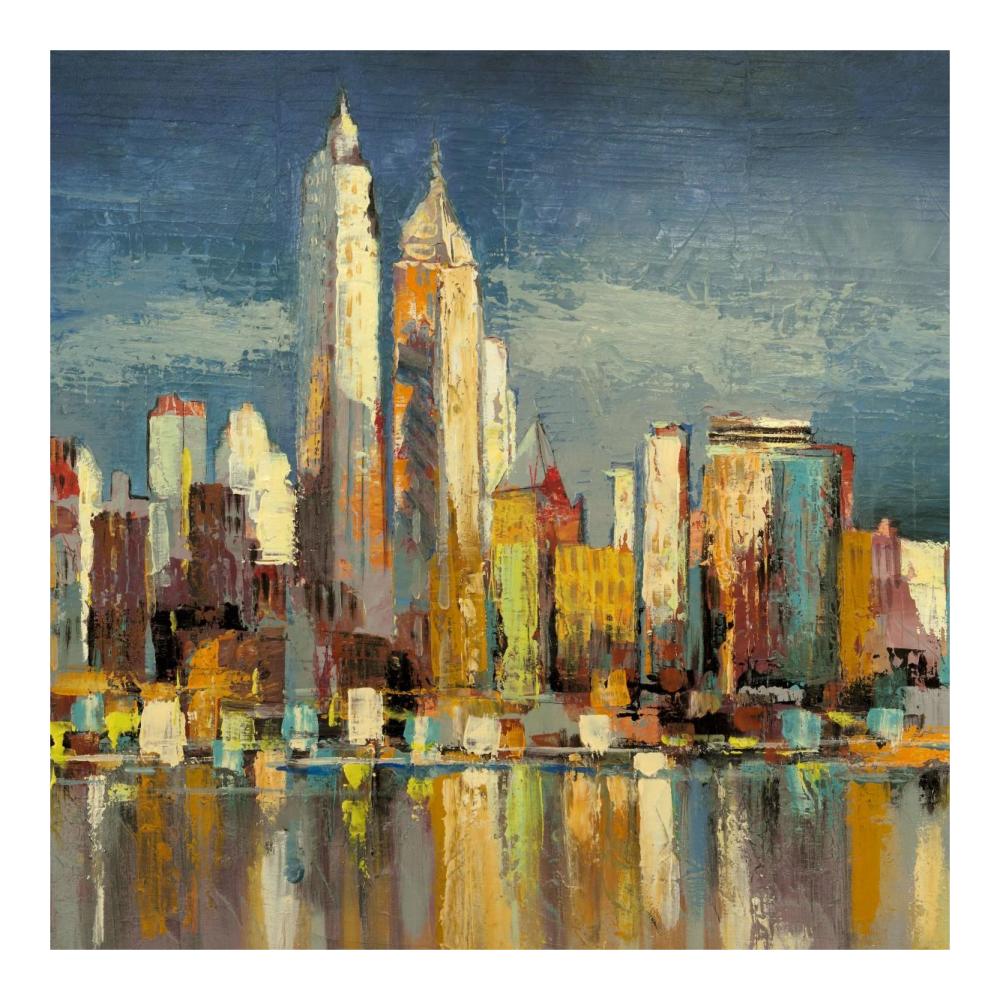 Manhattan Aqua (detail)-Paper Art-20"x20"
