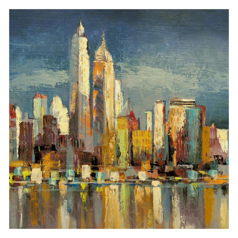 Manhattan Aqua (detail)-Paper Art-26"x26"