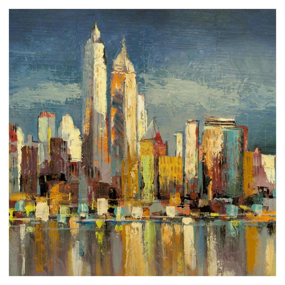 Manhattan Aqua (detail)-Paper Art-32"x32"