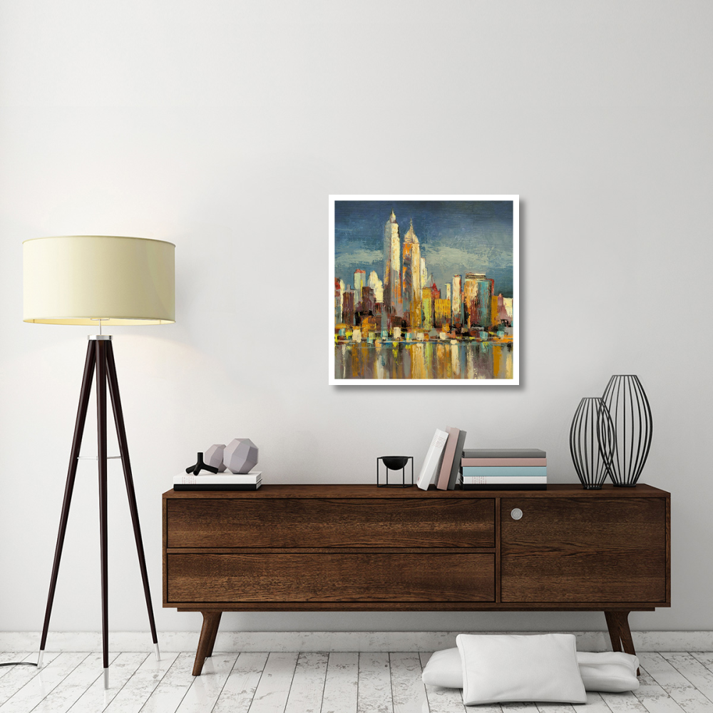Manhattan Aqua (detail)-Paper Art-32&quotx32"