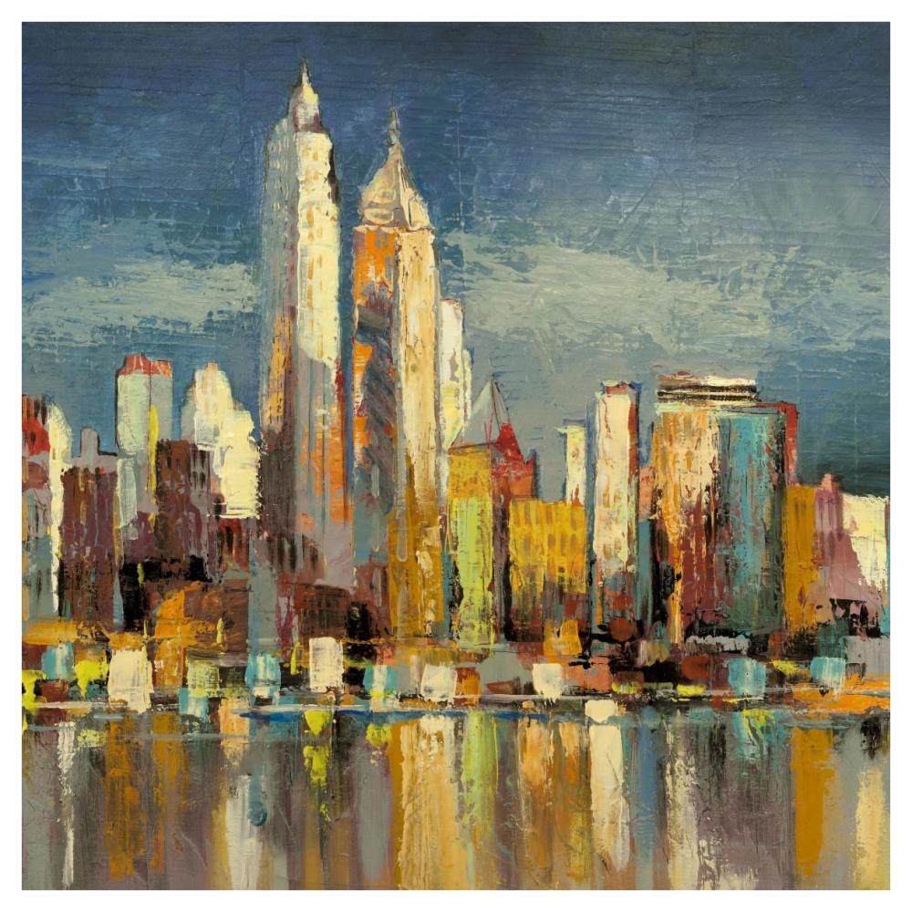 Manhattan Aqua (detail)-Paper Art-42"x42"