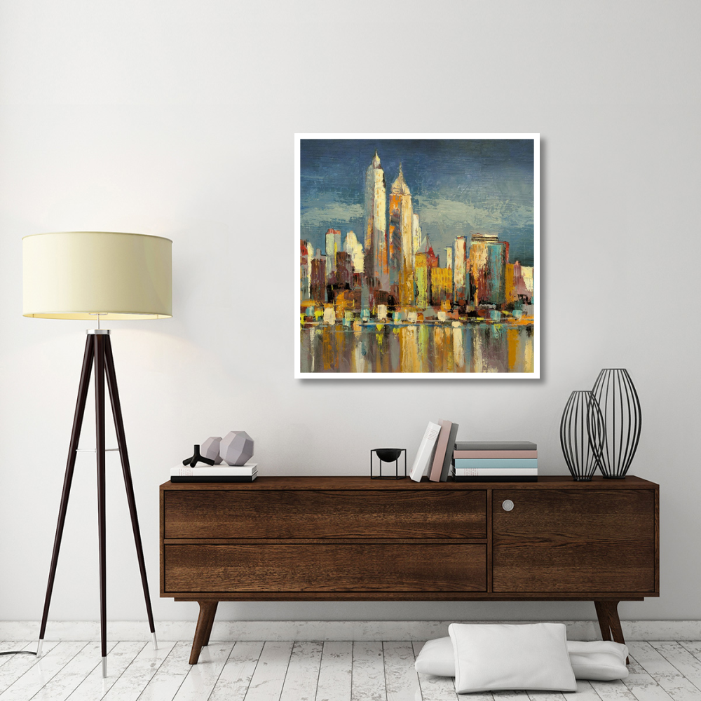 Manhattan Aqua (detail)-Paper Art-42&quotx42"