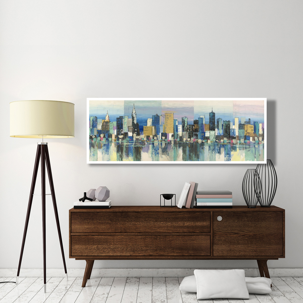 Manhattan Aqua-Paper Art-74&quotx26"