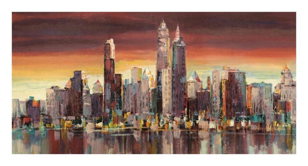Sera su New York-Paper Art-26"x14"