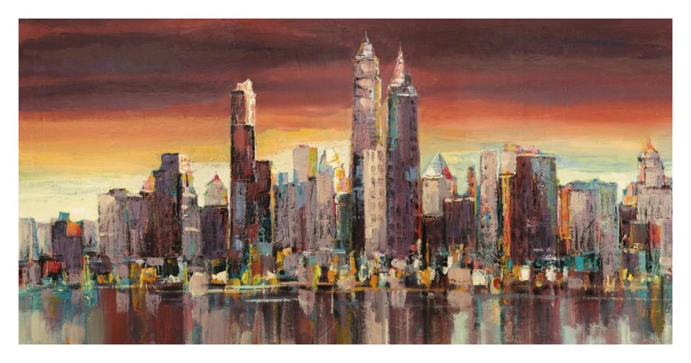 Sera su New York-Paper Art-38"x20"