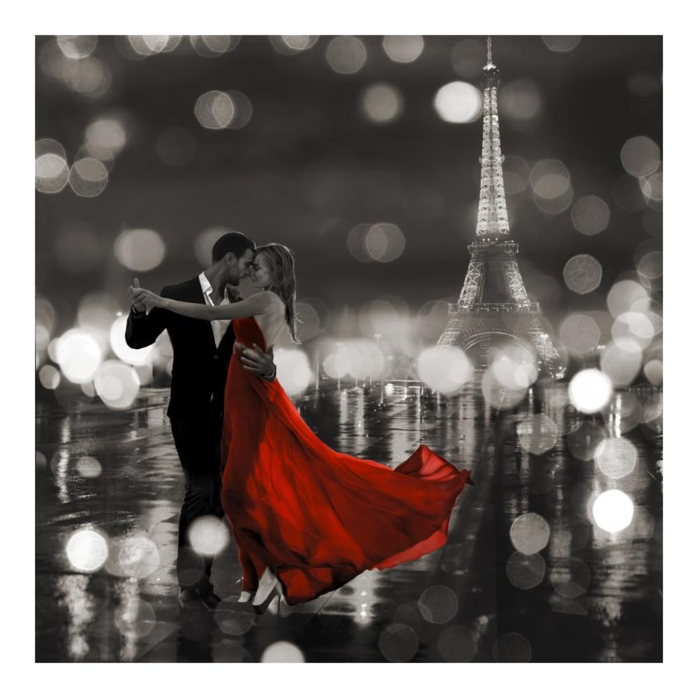 Midnight in Paris (BW)-Paper Art-20"x20"