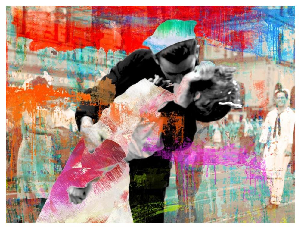 Kissing the War Goodbye 2.0-Paper Art-50"x38"