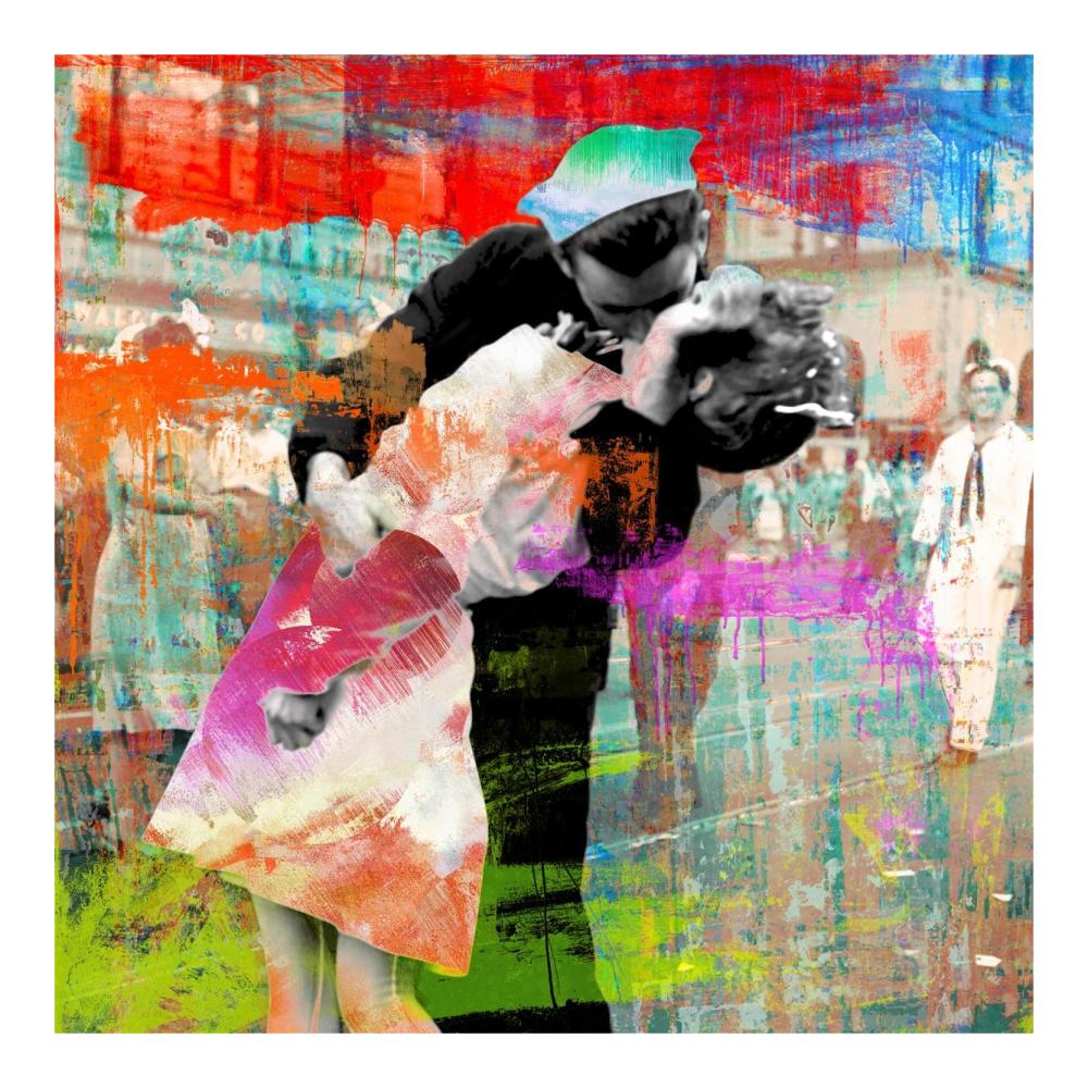 Kissing the War Goodbye 2.0 (detail)-Paper Art-20"x20"