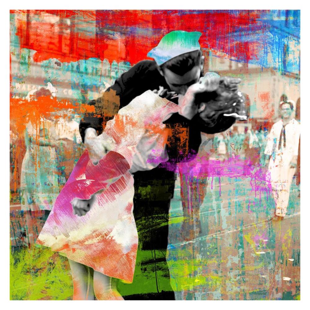 Kissing the War Goodbye 2.0 (detail)-Paper Art-32"x32"