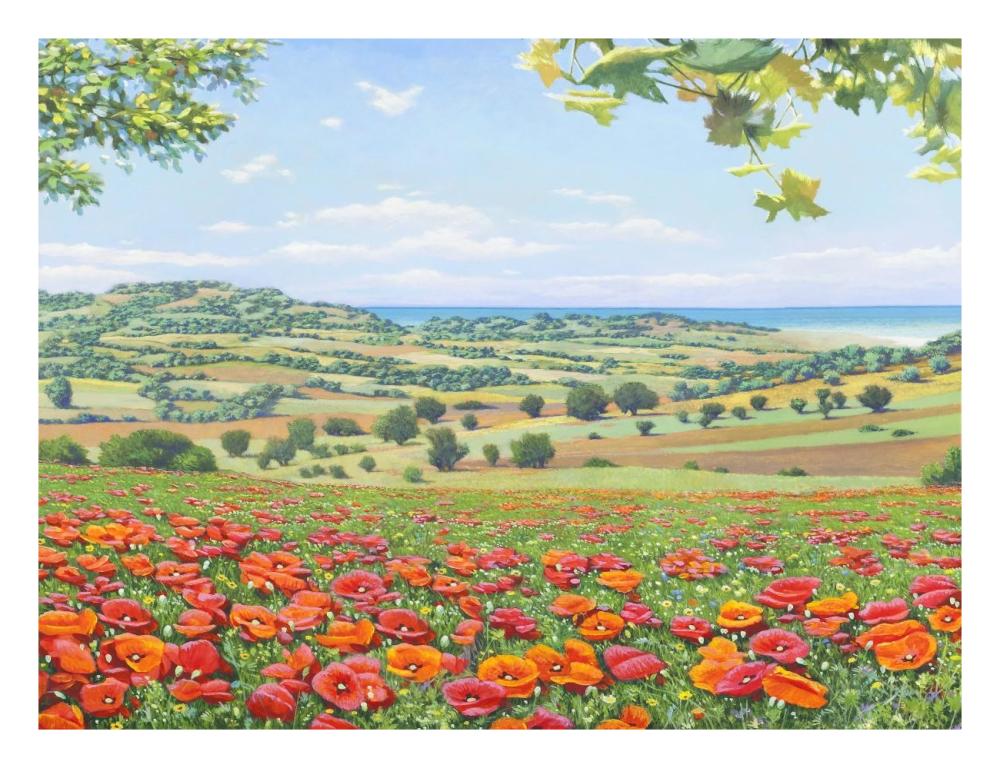 Campo di papaveri-Paper Art-26"x20"