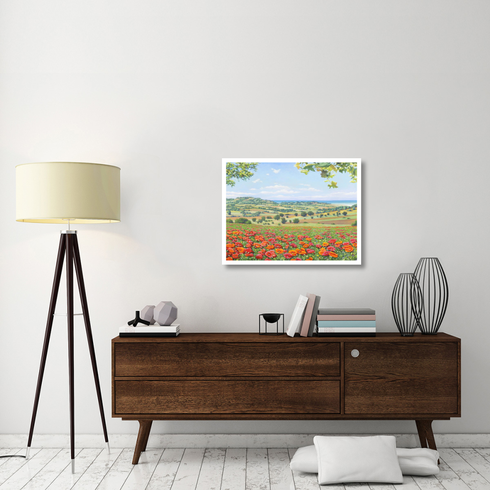 Campo di papaveri-Paper Art-34&quotx26"