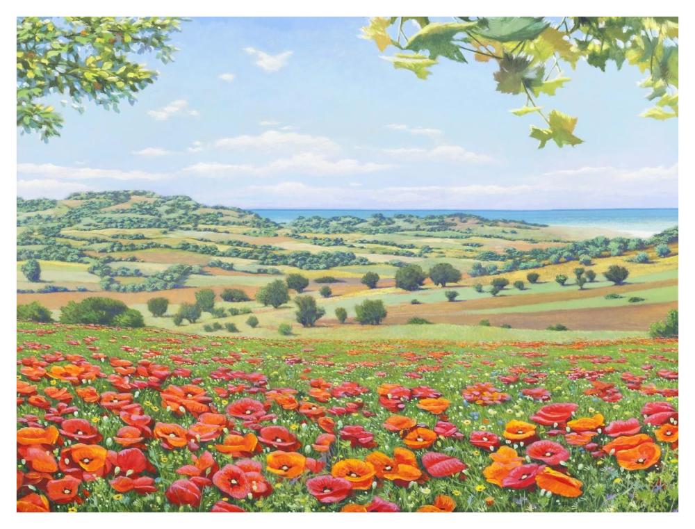 Campo di papaveri-Paper Art-42"x32"