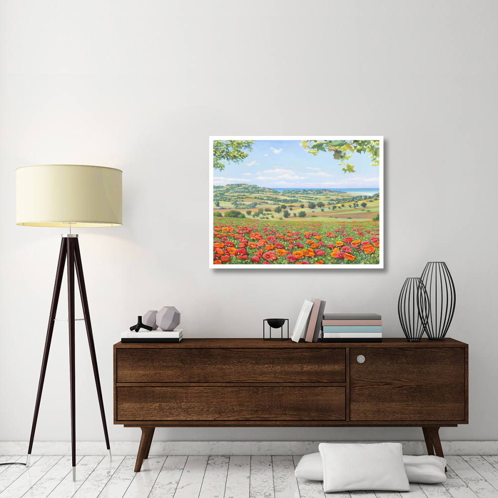 Campo di papaveri-Paper Art-42&quotx32"