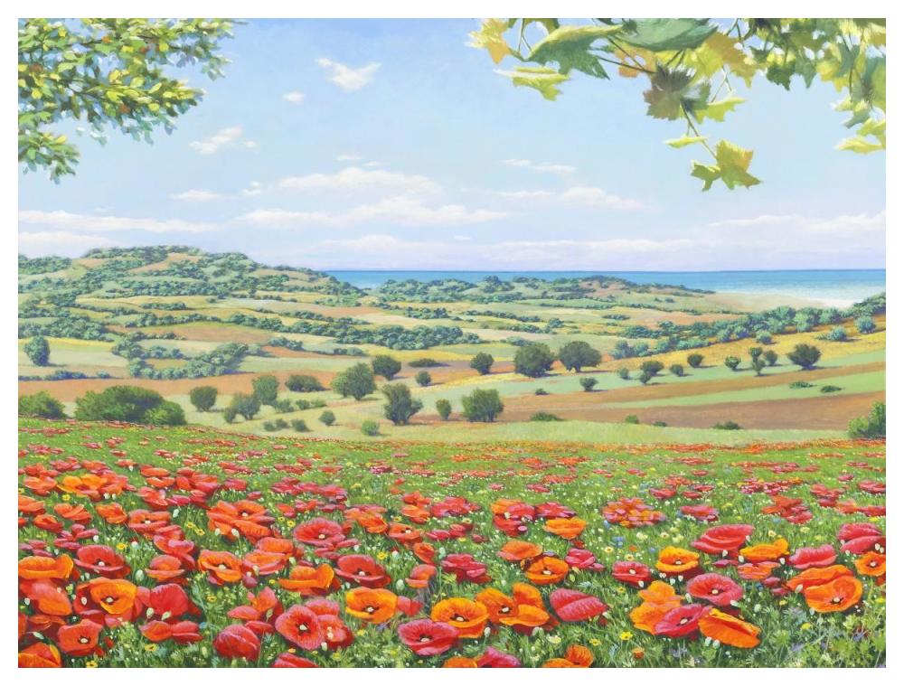 Campo di papaveri-Paper Art-50"x38"