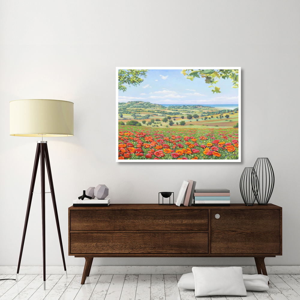 Campo di papaveri-Paper Art-50&quotx38"