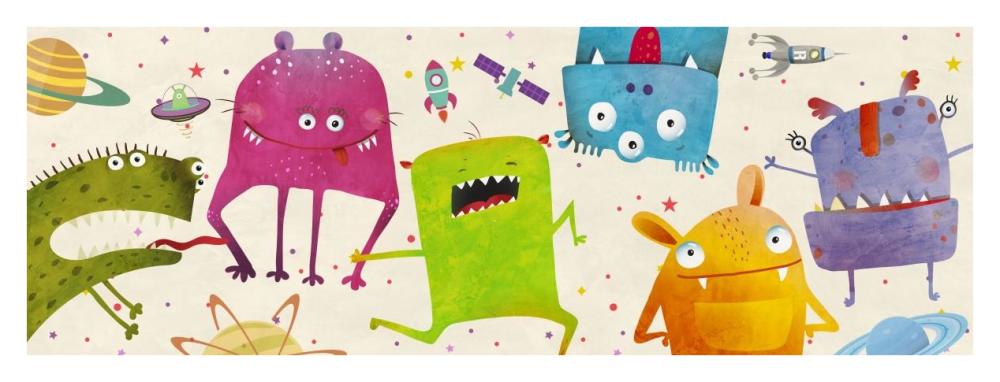 Alien Friends-Paper Art-38"x14"